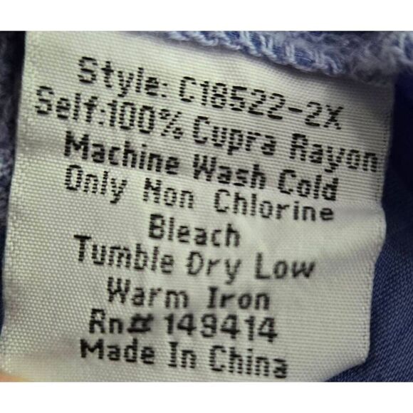 Johnny Was Celestin Neptune Blouse Top Womens SZ 2x Designer Cupra Rayon - Picture 5 of 9